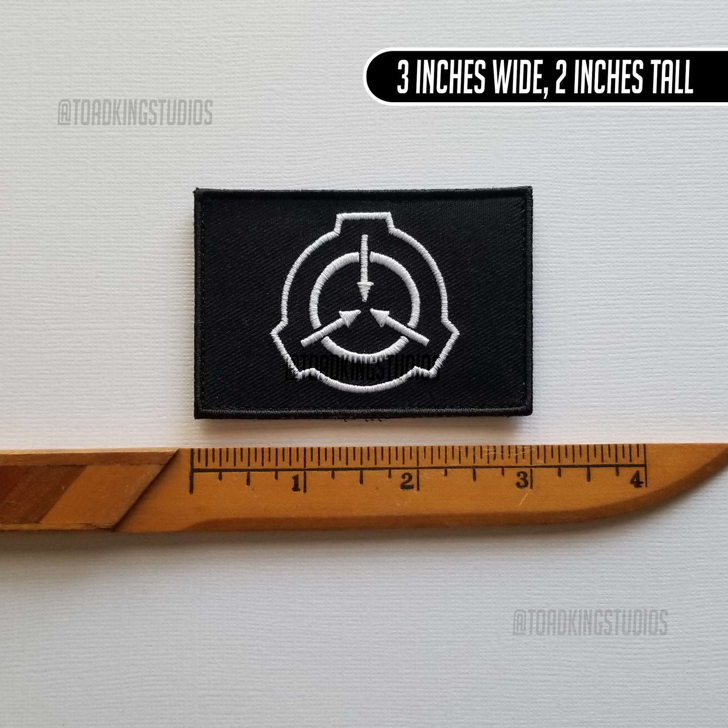 Rectangle SCP Logo Black 3-inch Patch, Hook & Loop Back
