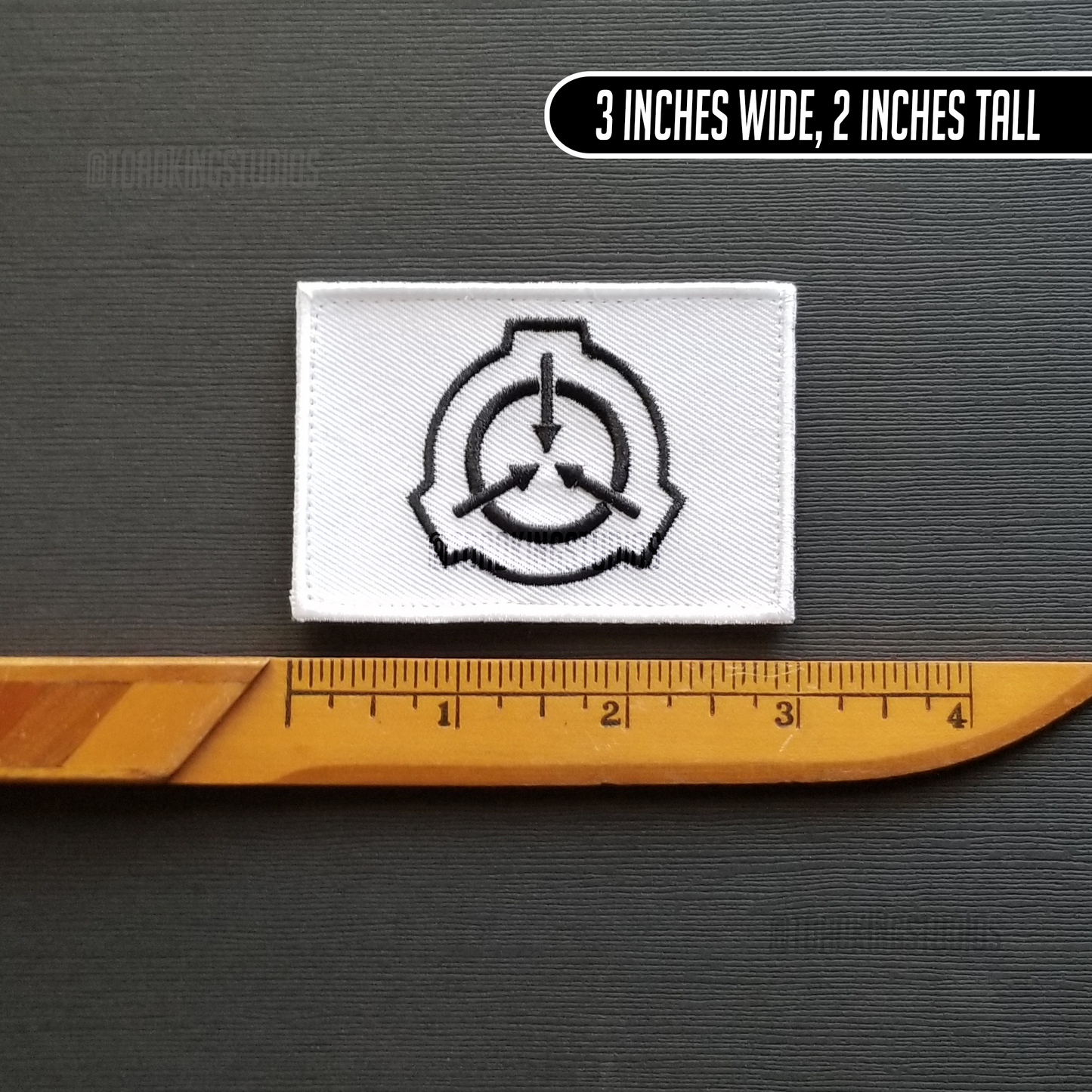Rectangle SCP Logo White 3-inch Patch, Hook & Loop Back