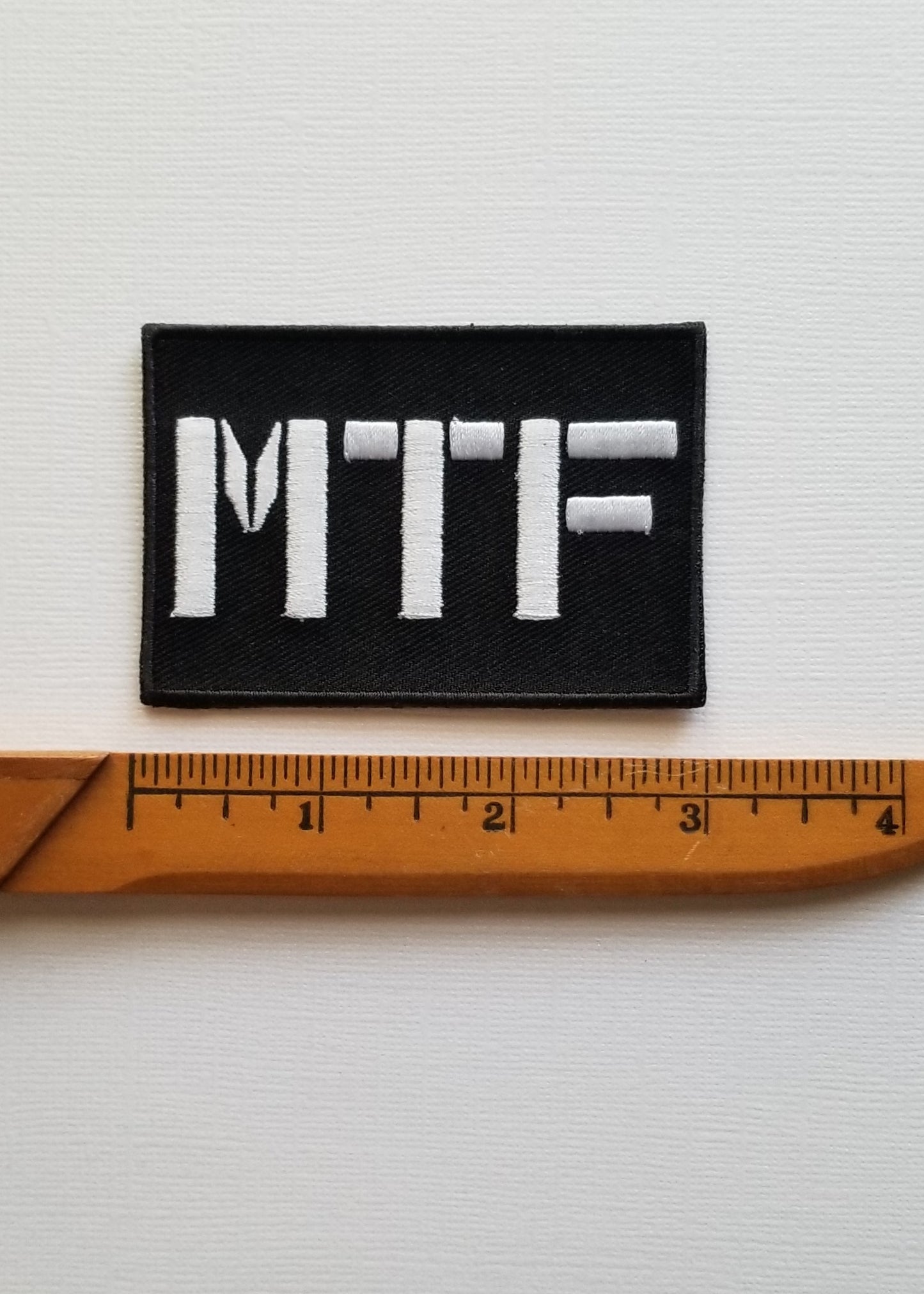 MTF Stencil Iron-on Text Black Patch