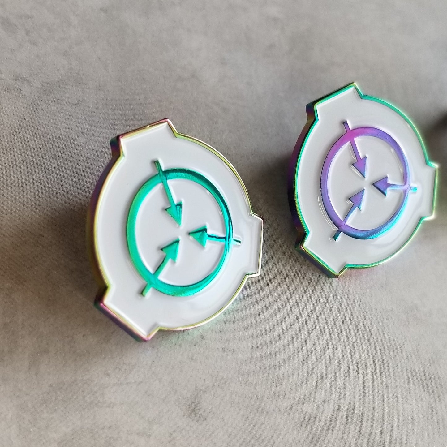 SCP Logo Rainbow Metal 1-inch pin