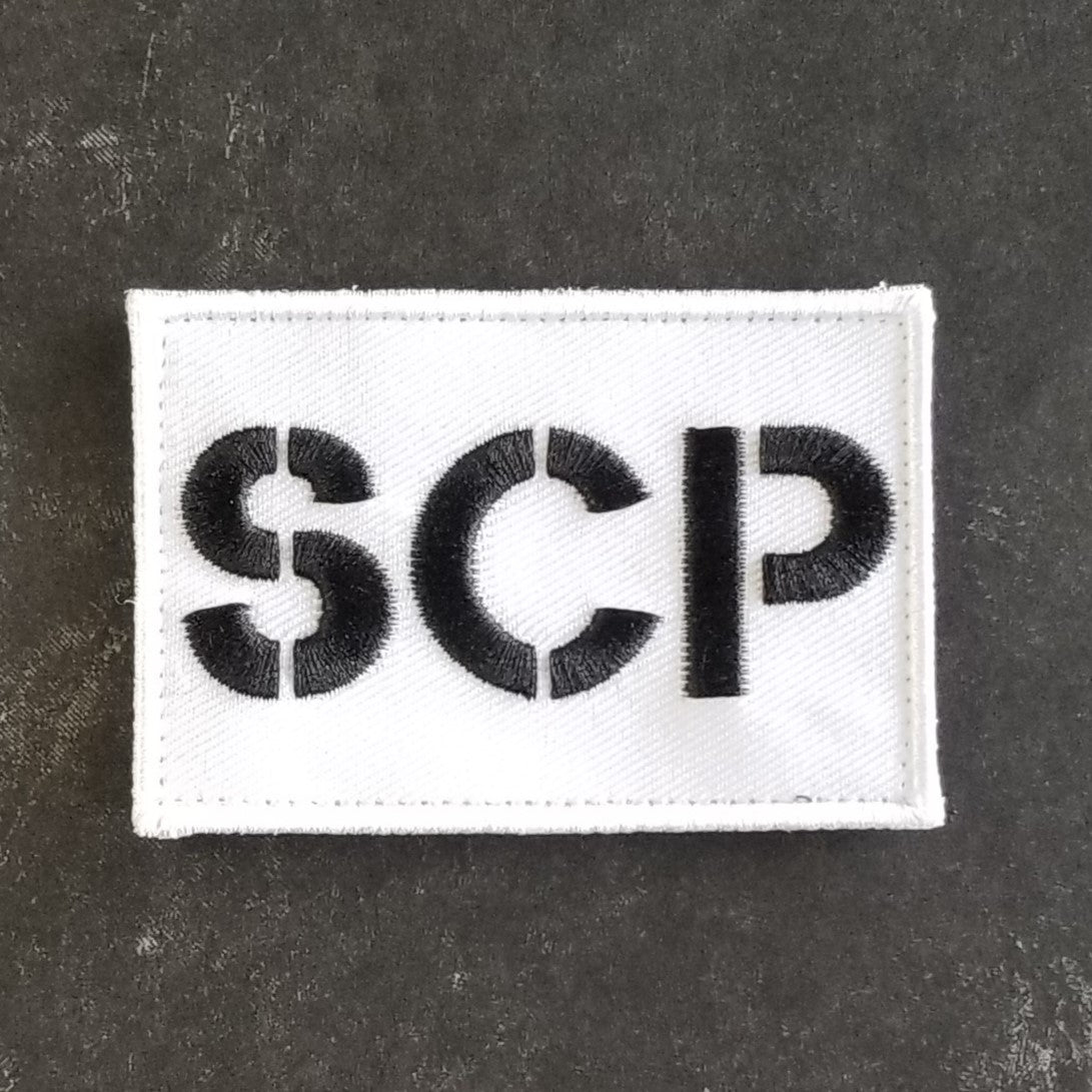 SCP Stencil Text White Patch