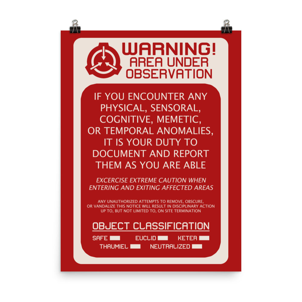 RED Warning Signage Poster – The SCP Store