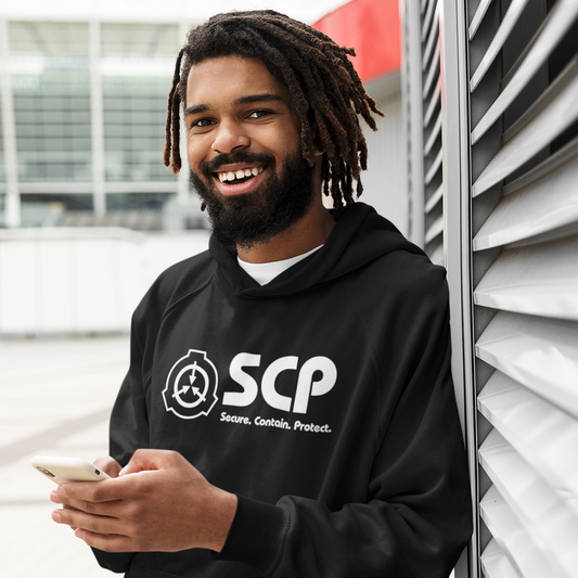 SCP White Logo and Slogan Unisex Hoodie