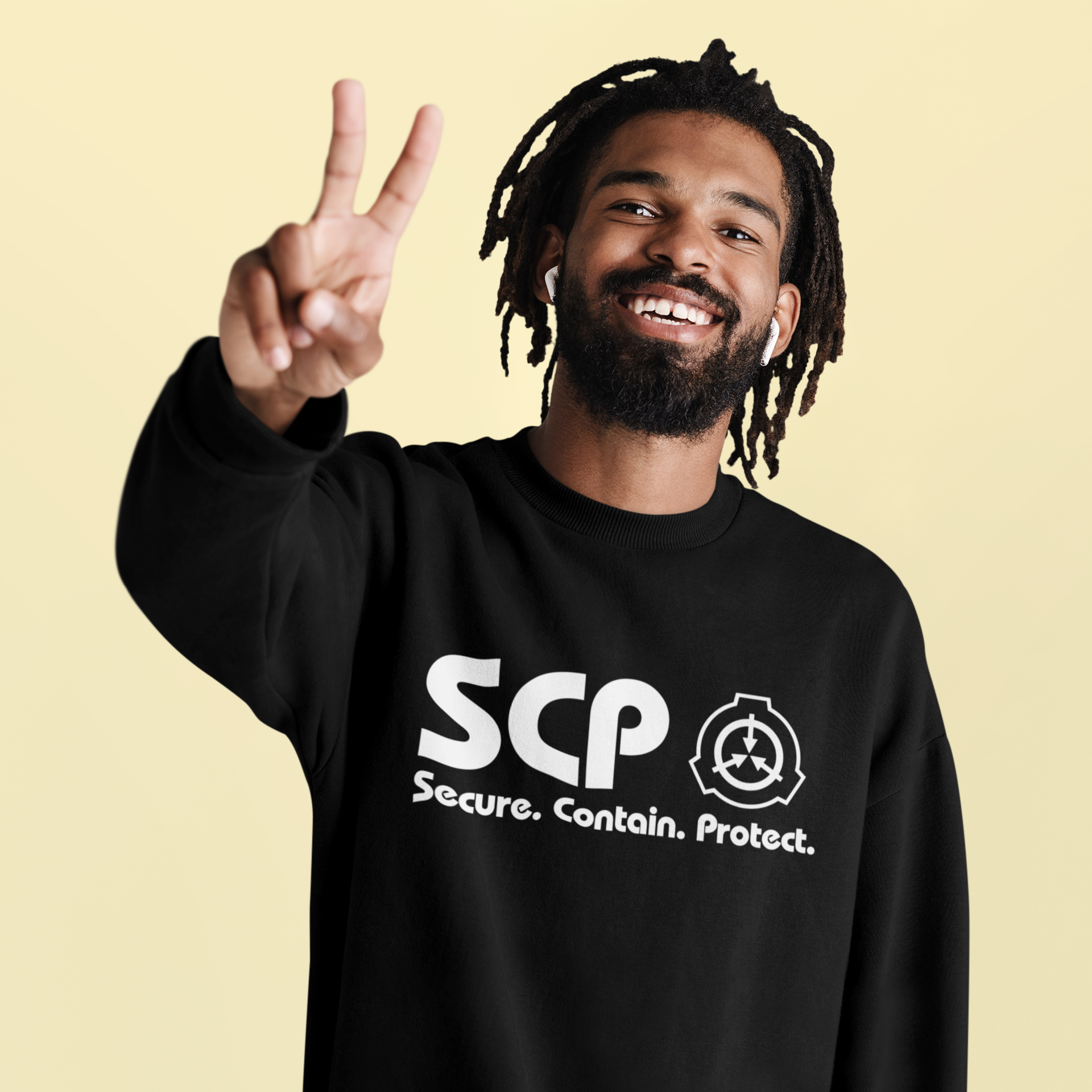 SCP White Logo and Slogan Unisex Sweatshirt The SCP Store