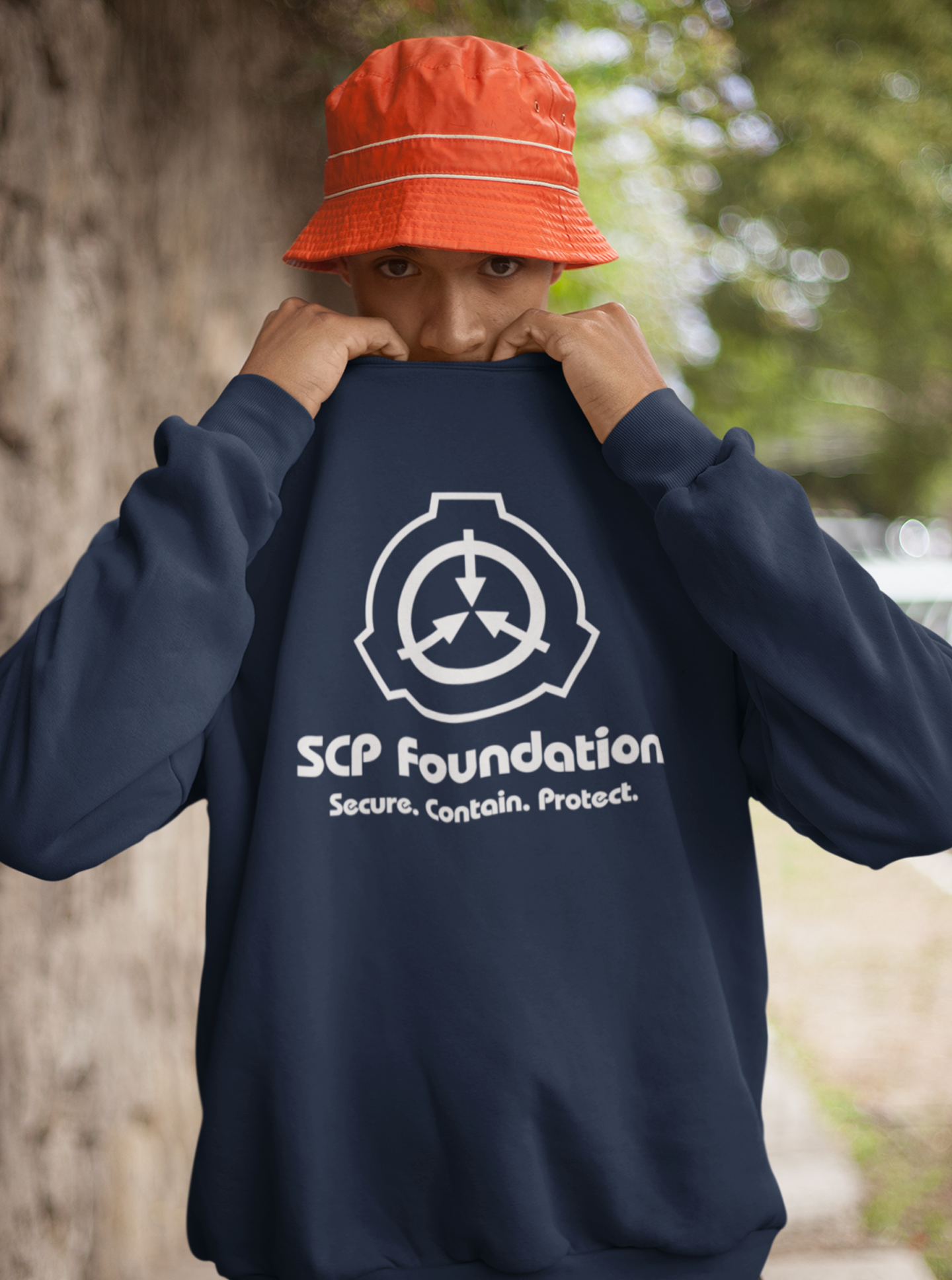 SCP White Big Logo and Slogan Unisex Sweatshirt