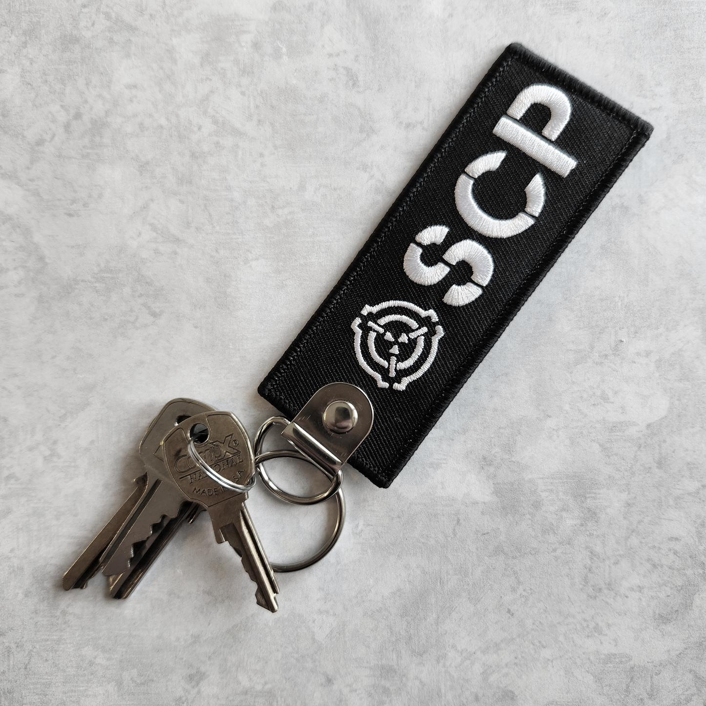 SCP Stencil Black Keychain
