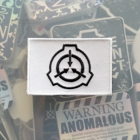 Rectangle SCP Logo White 3-inch Patch, Hook & Loop Back