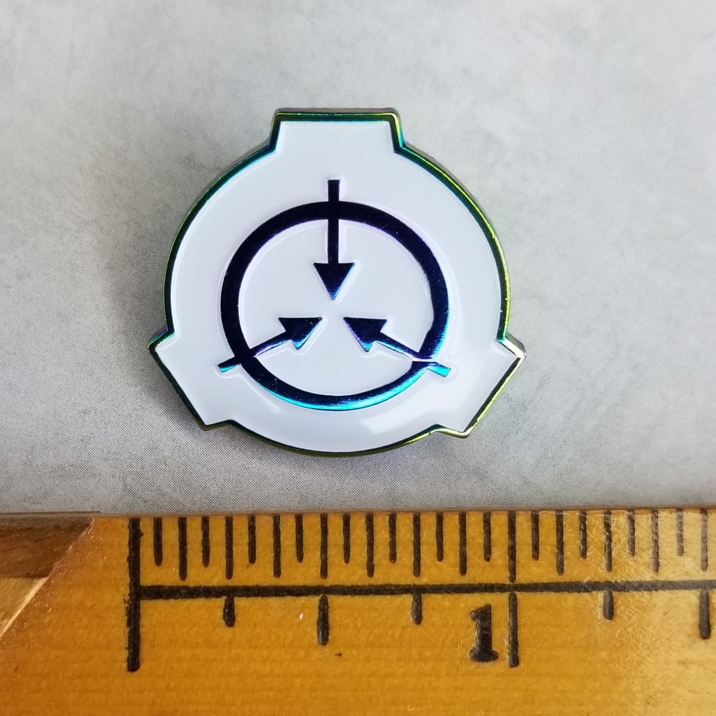 SCP Logo Rainbow Metal 1-inch pin