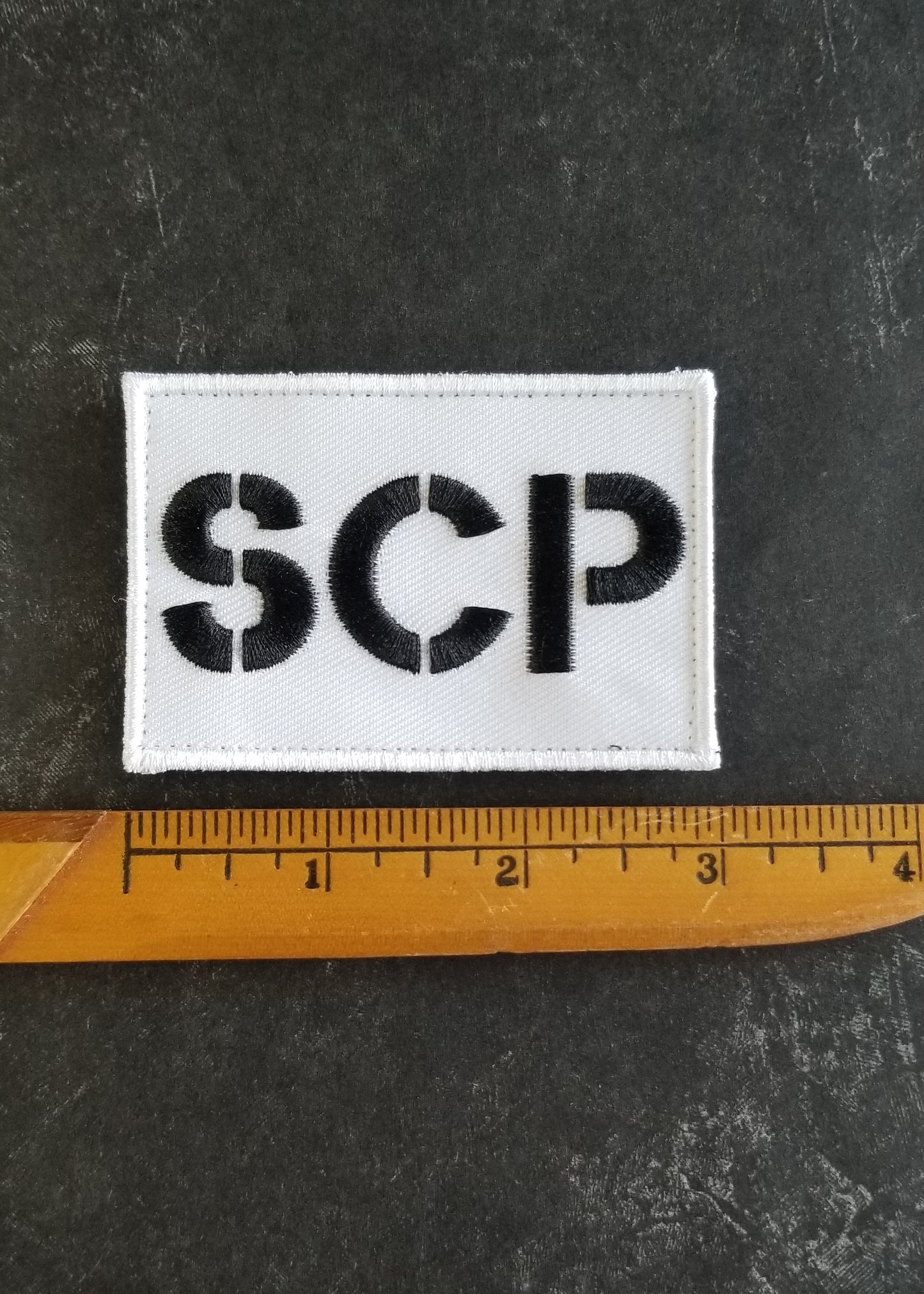SCP Stencil Text White Patch
