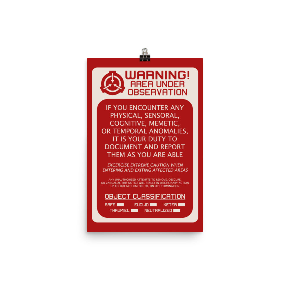 RED Warning Signage Poster – The SCP Store